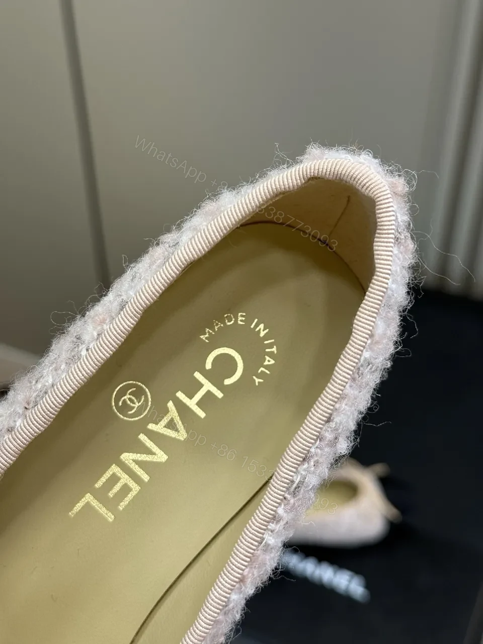 View 4 of Tweedy Black Cap-Toe Ballet Flats - Textured Comfort Luxury