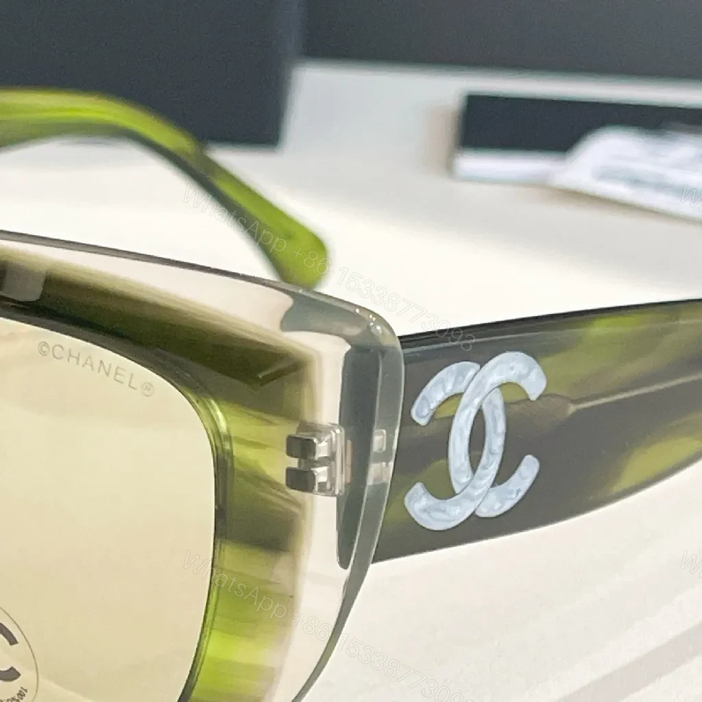 View 7 of Green-Tinted Frame Sunglasses with Brown Gradient Lenses, Modern Oversized