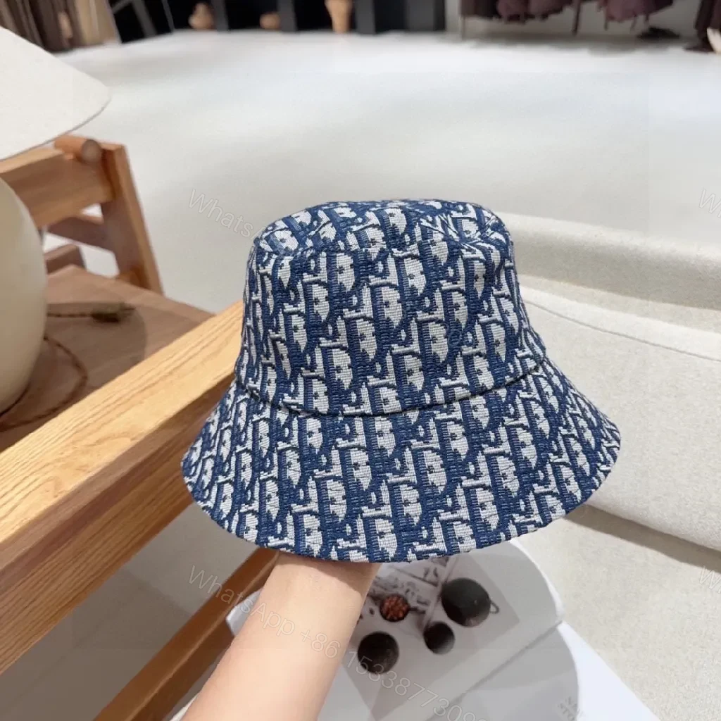 View 4 of Navy Off-White Jacquard Bucket Hat: Compact, Textured Style