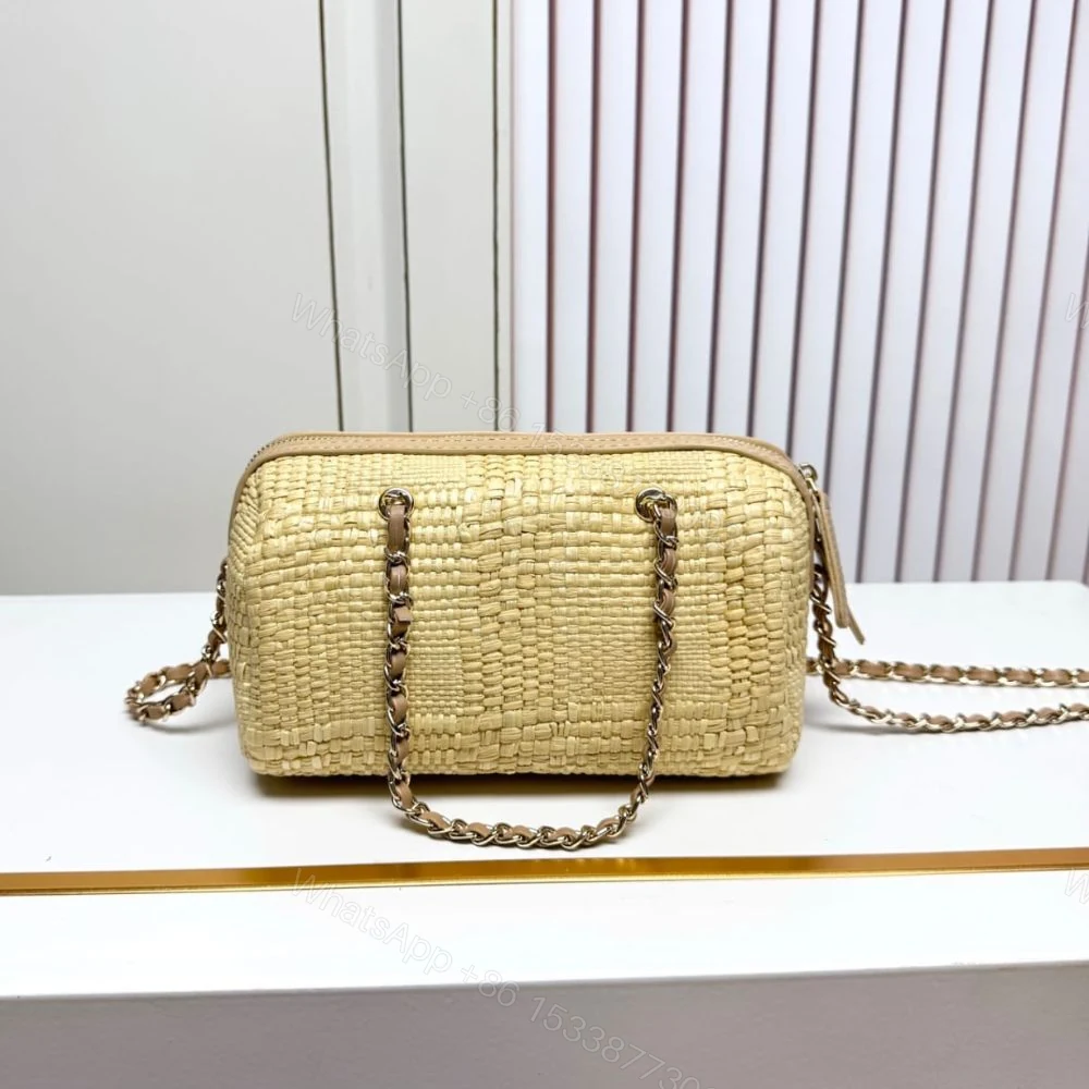 View 4 of Chanel Classic Clutch With Chain Bag Braided Raffia Beige 20Cm