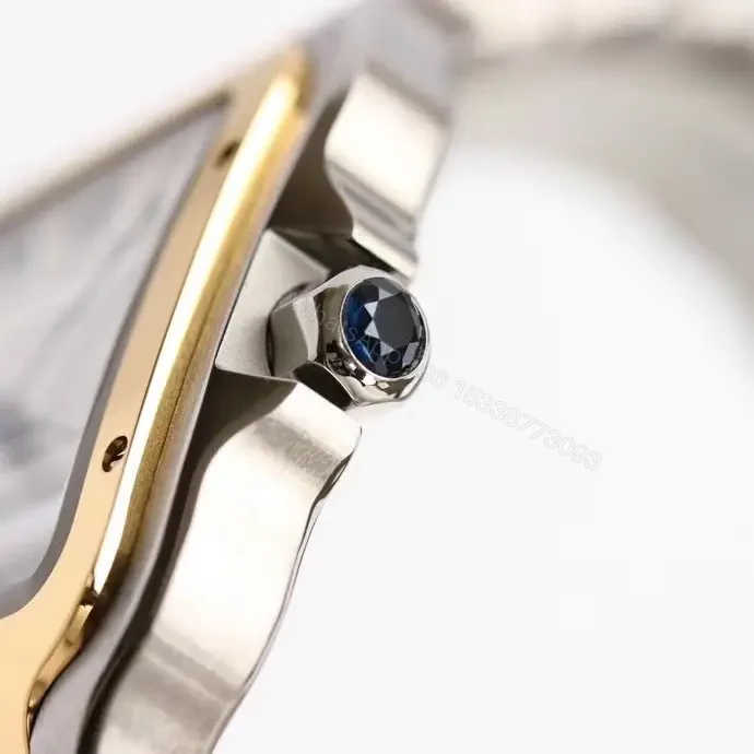 View 5 of Cartier super clone Santos White Dial Two-Tone Bracelet Premium 40MM RG-CARTIER-SANTOS-WHT-TT-BRC-40