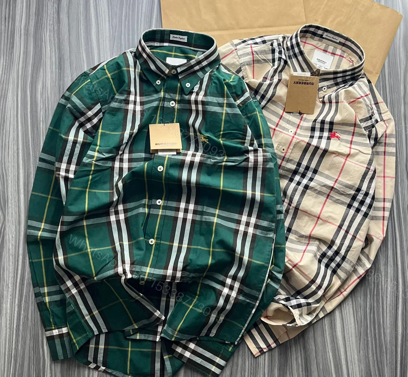 View 6 of FIRST COPY BURBERRY PAPER COTTON CHECK SHIRT