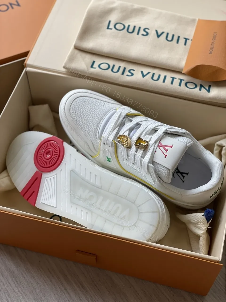 View 4 of White Textured Leather Sneakers Luxury Accents - Modern City Style