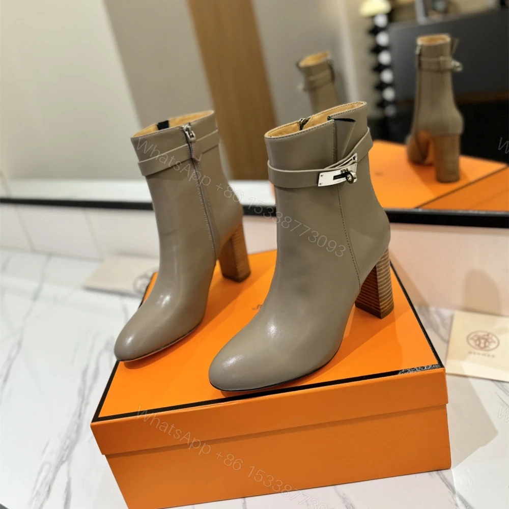 View 2 of 高仿Hermes*H192176ZE5小牛皮高踭短靴沙色8.5CM免檢版