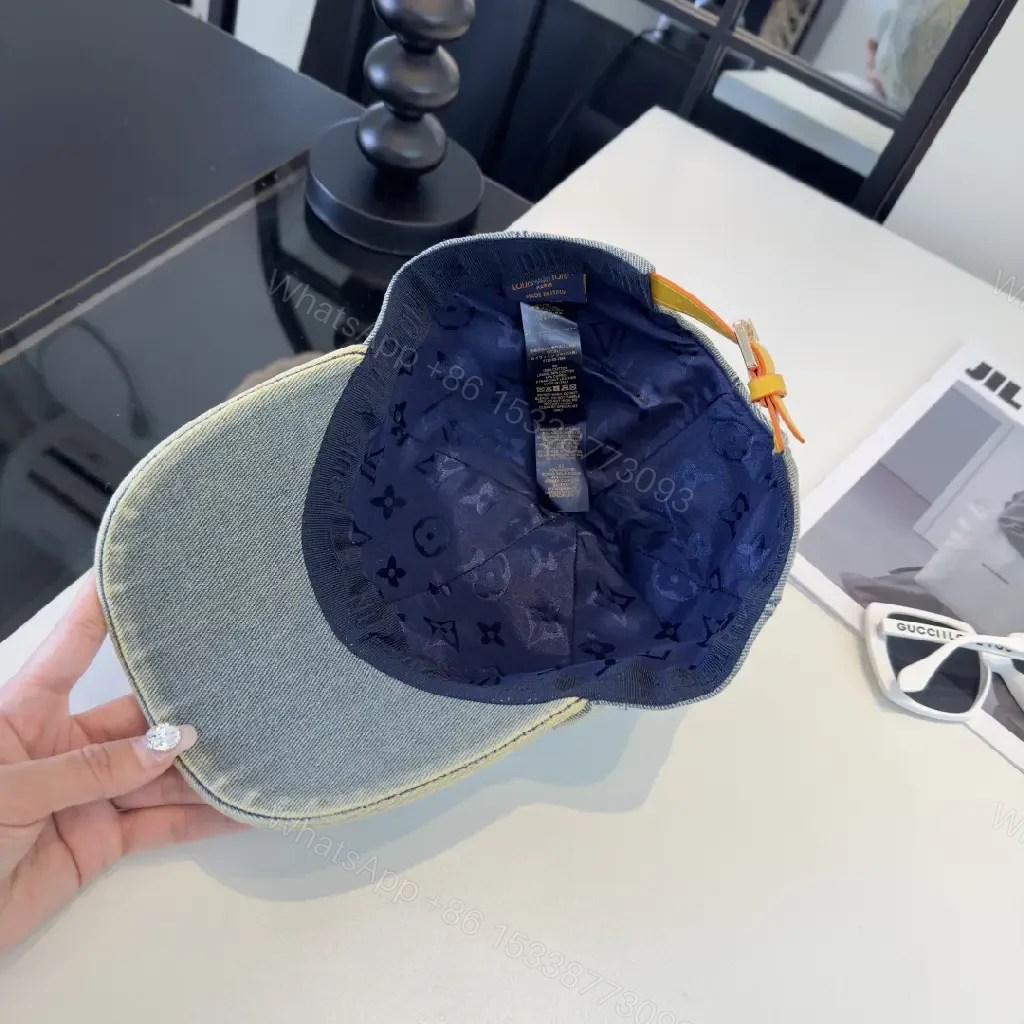 View 11 of Washed Gray Denim Cap Six-Panel Embossed Monograming