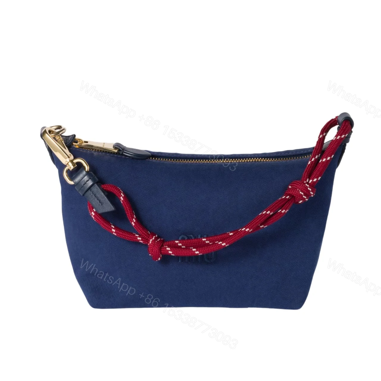 MIUMIU GABARDINE POUCH INDIGO AND AMARANTH 18CM 5NE841 2IA7 F04GM — view 1