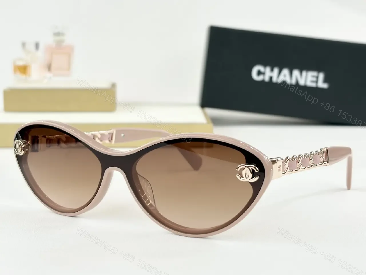 View 6 of Cat-Eye Sunglasses with Gold Detailing, Gradient UV400 Lens