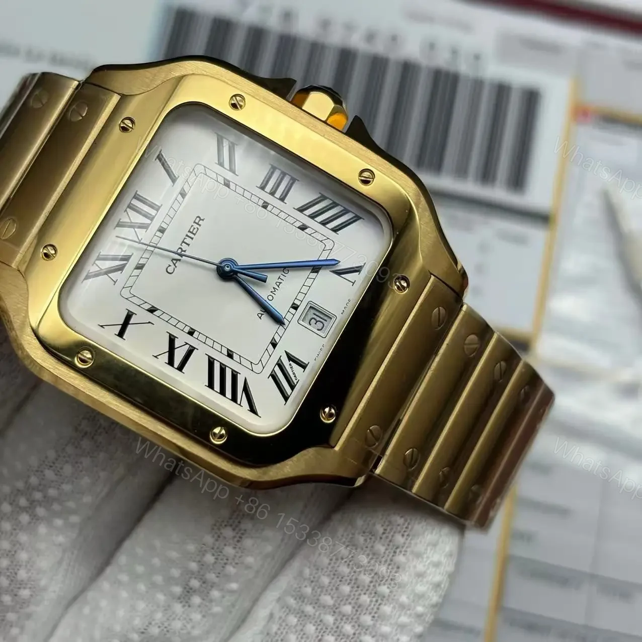 View 3 of Clone Replica Cartier Santos W2SA0009 Gold Watch