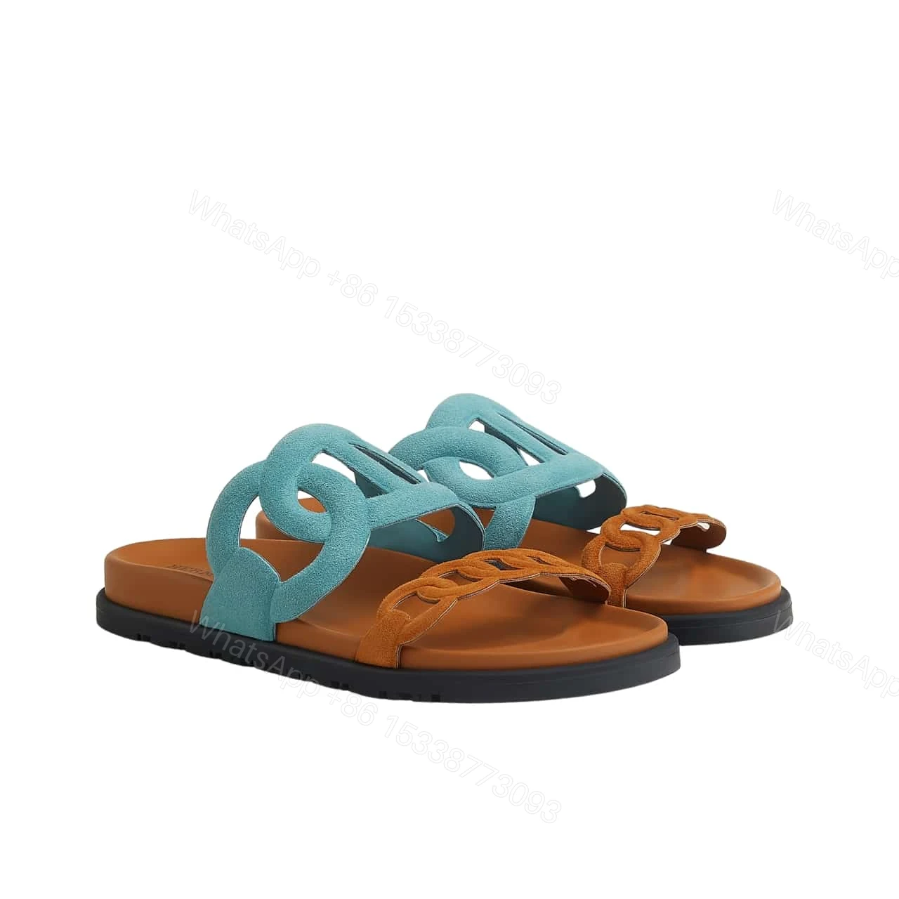 HERMES EXTRA SANDAL MINERAL BLUE AND NATURAL H222301Z 6H345 — view 1
