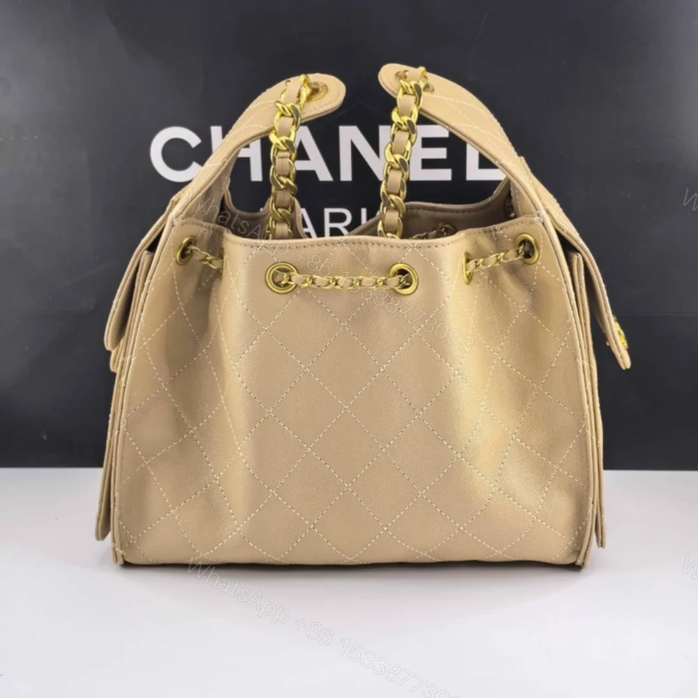 View 3 of Chanel 25 Small Handbag Grained And Gold Tone Metal Beige 25Cm