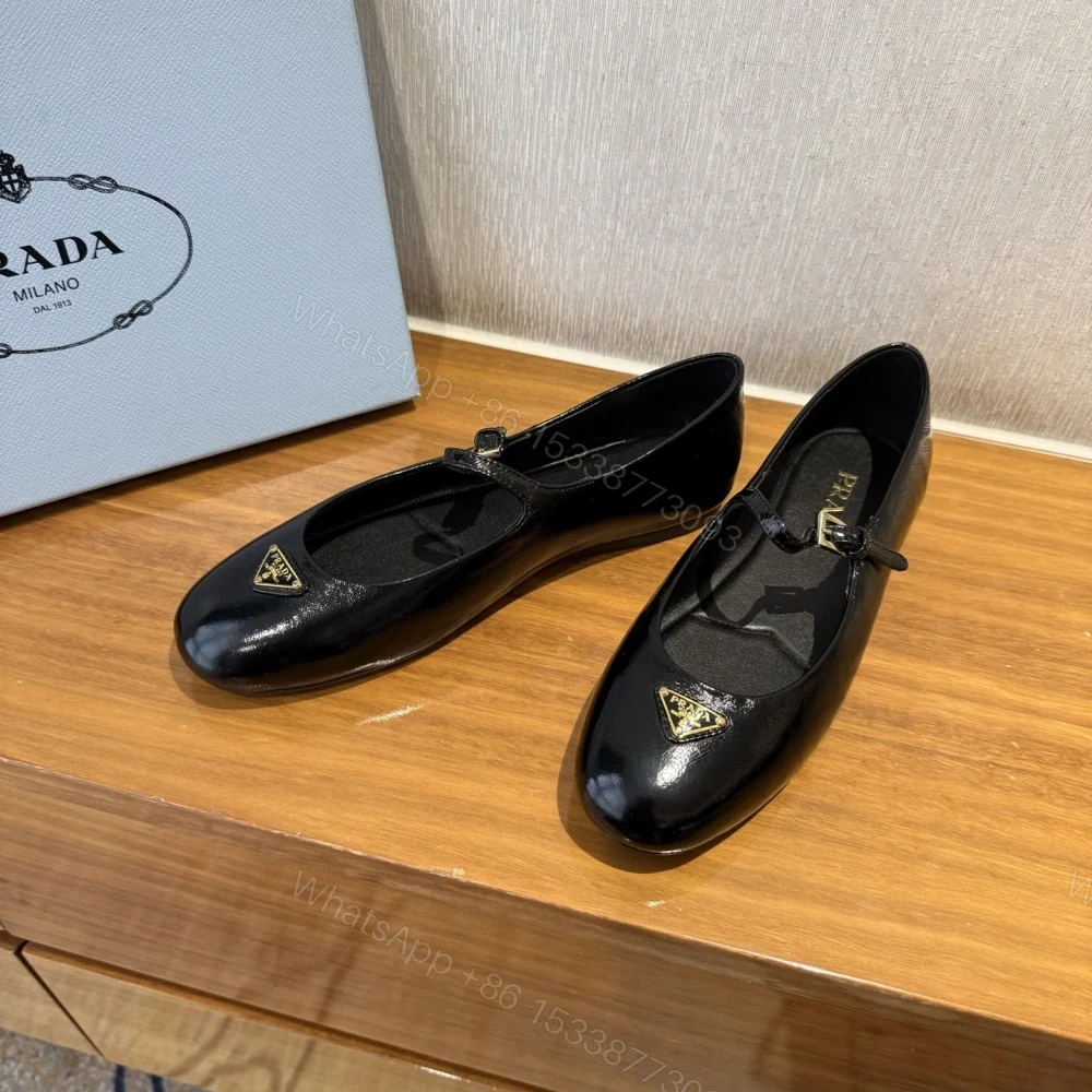 View 5 of 高仿Prada*1F793M平底瑪麗珍鞋漆皮黑色免檢版