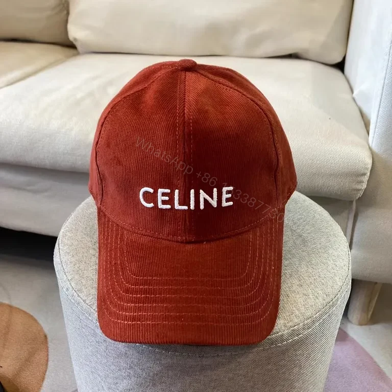 View 9 of CELINE Black Corduroy Cap with White Monogram Logo