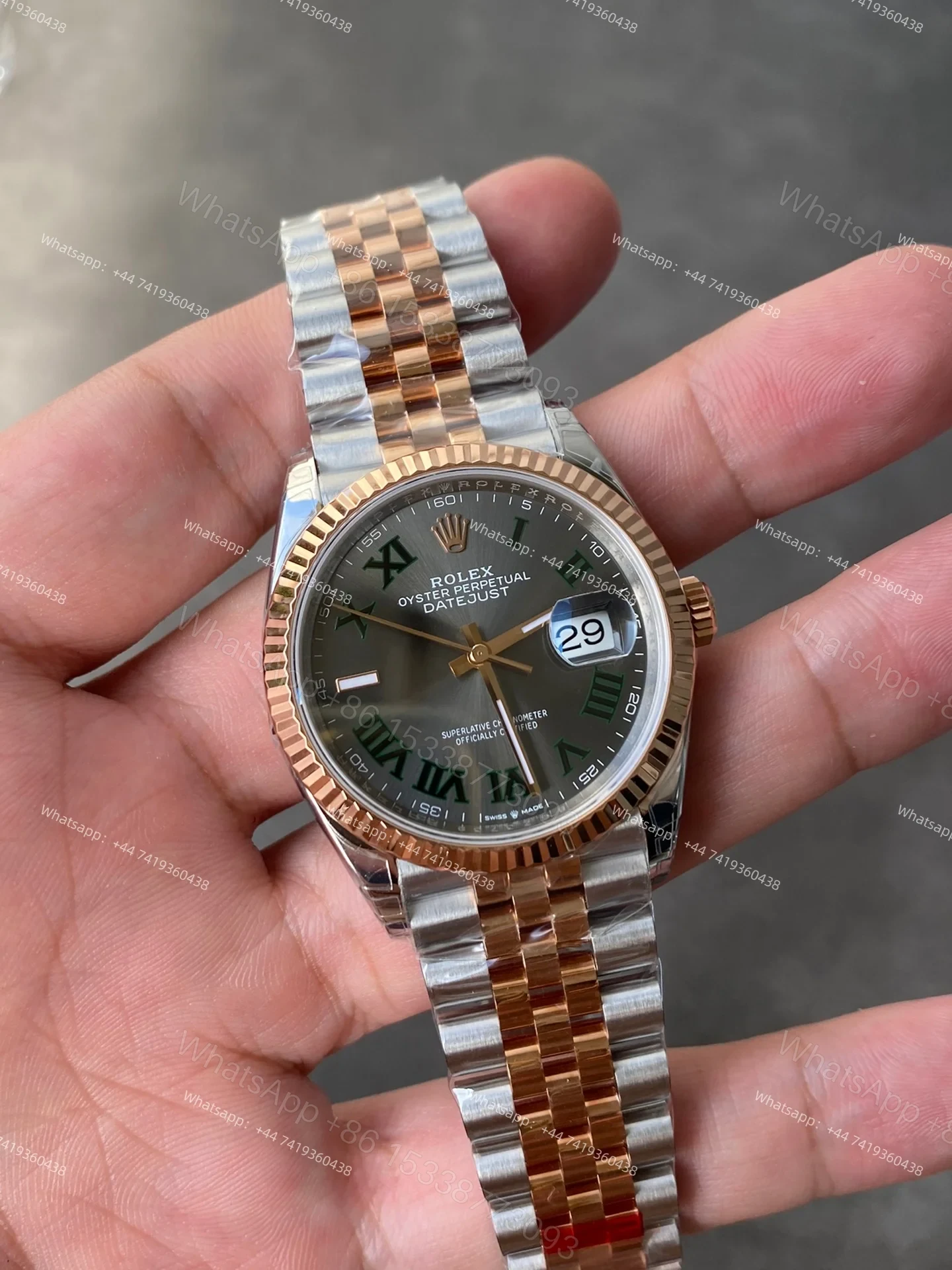 View 3 of Rolex Datejust M126231-0029 1:1 Replica Rose Gold Roman Gray Dial Jubilee 36MM 3235 Movement Super Clone Watch