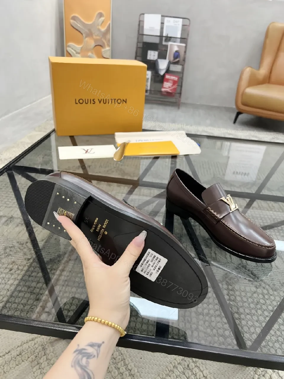 View 6 of Rich Leather Loafers with Signature Hardware, All-Day Comfort