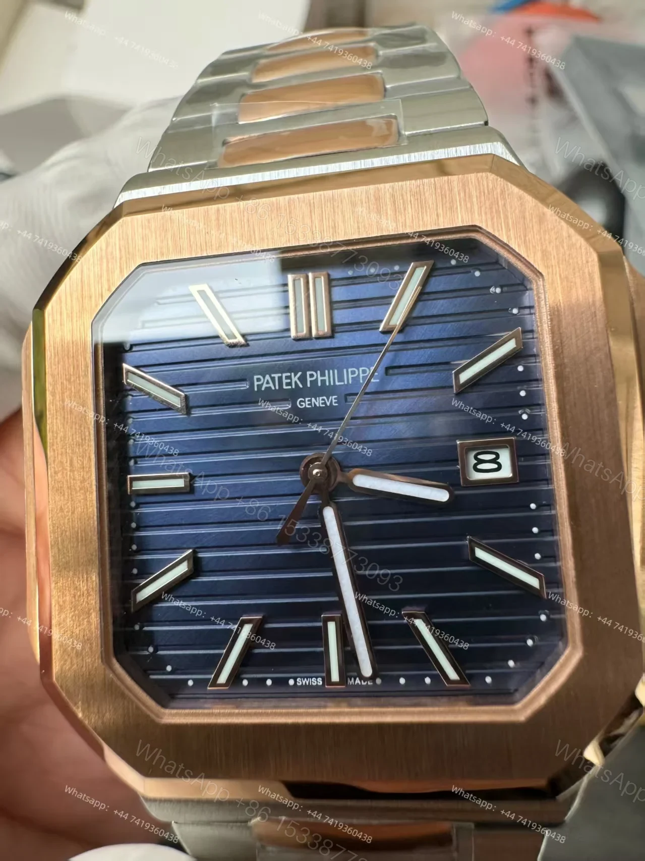 View 6 of Patek Philippe Super Clone Cubitus 5821/1AR-001 Gold & Steel Blue Dial 45MM
