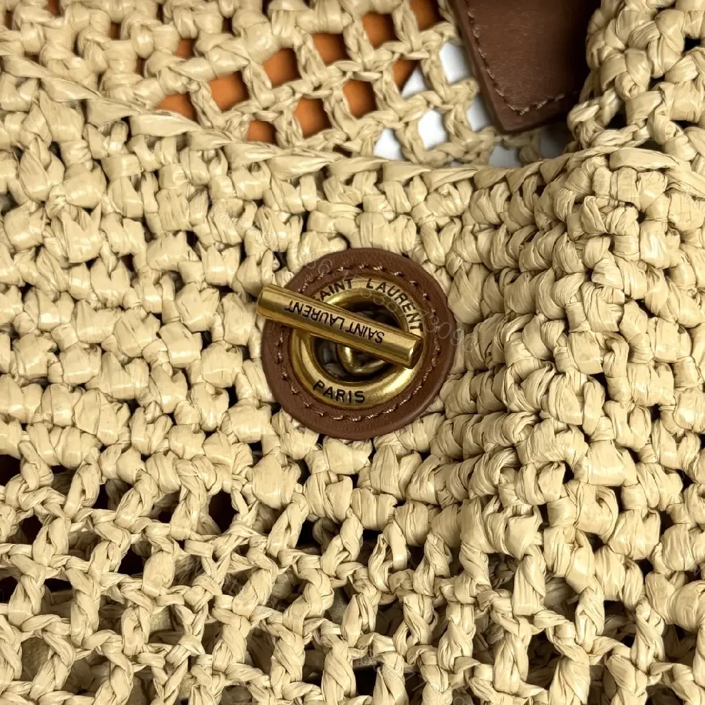 View 10 of Beige Crochet Tote: Logo-Emblem Everyday Luxury Carryall