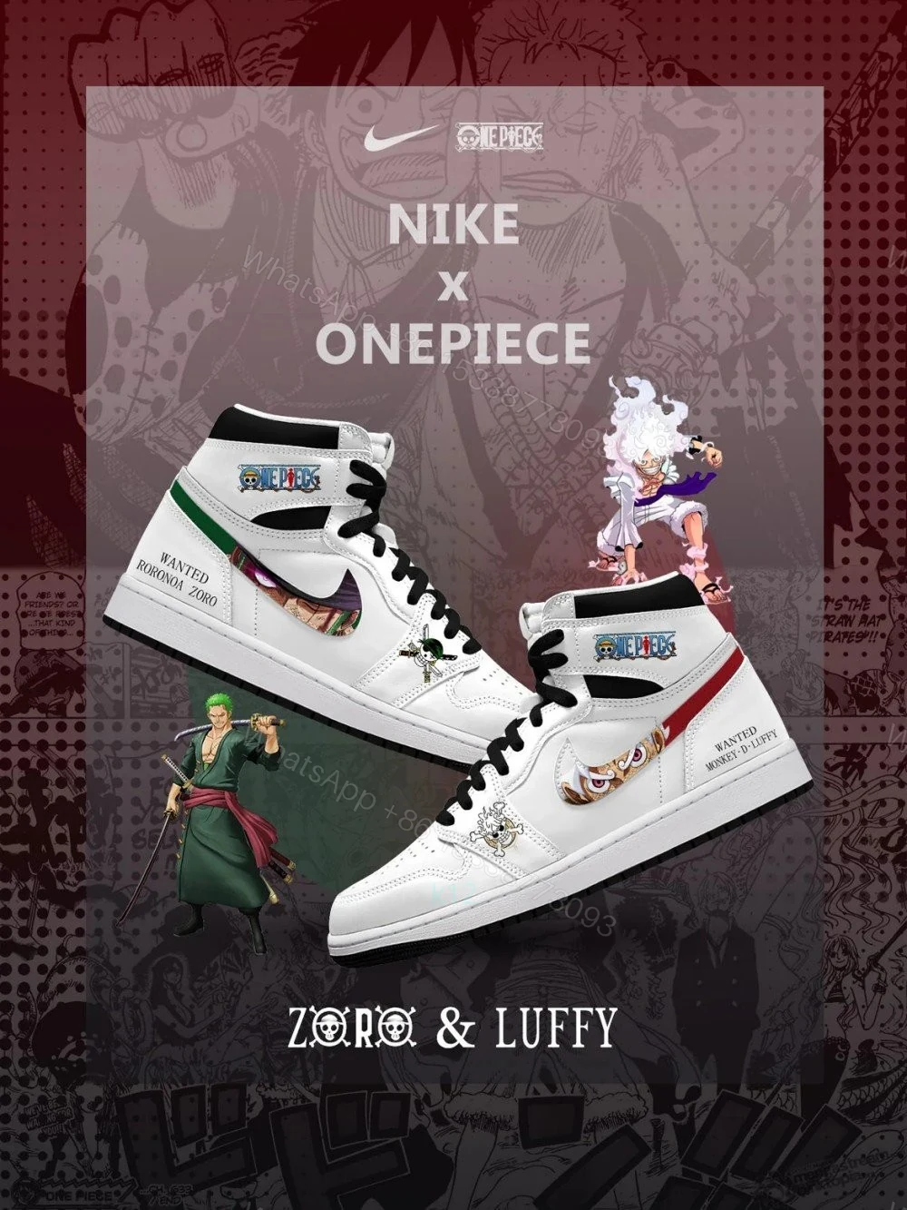 Luffy & Zoro V.1 Custom High-Top Jordan 1 — view 1