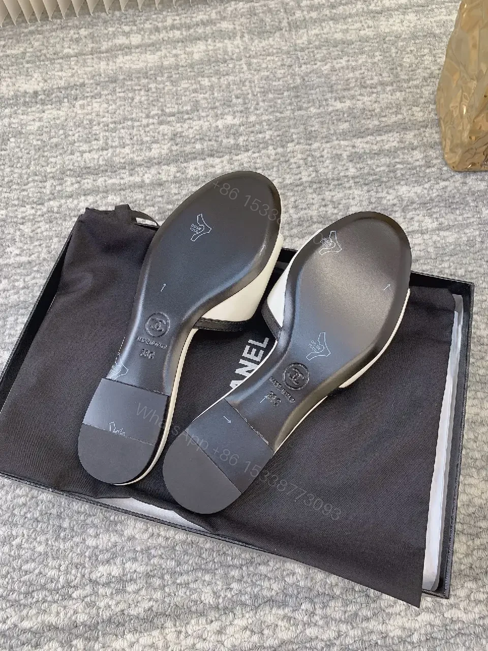 View 6 of Minimalist Luxury Slip-On Sandals with Logo Strap