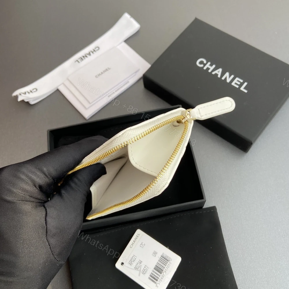 View 8 of 高仿Chanel*AP0221零錢包白色漆皮金扣免檢版