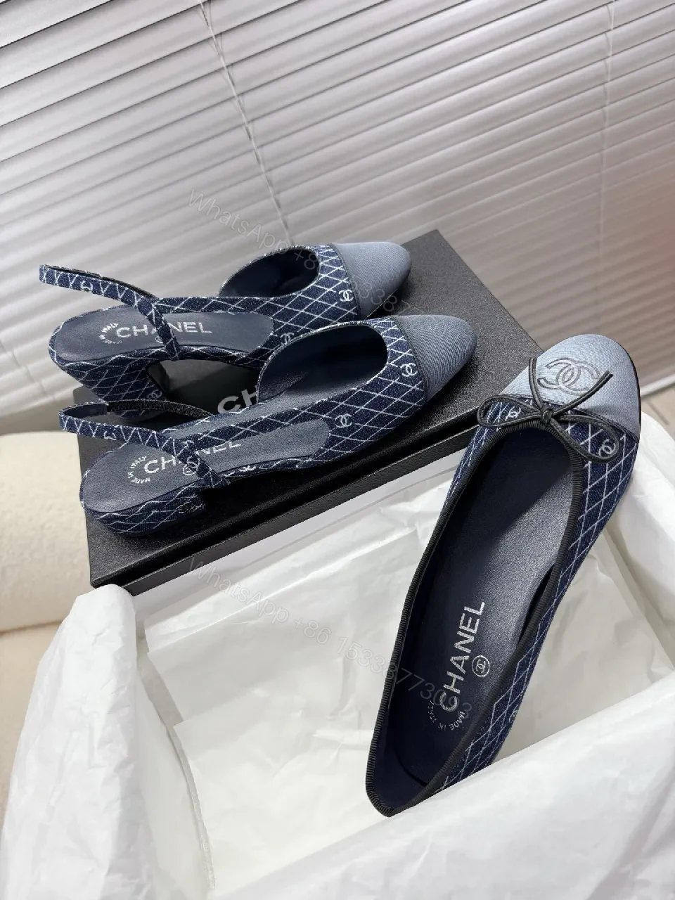 View 8 of Denim-Patterned Pumps: Luxe Texture, All-Day Comfort, Pointed Toe