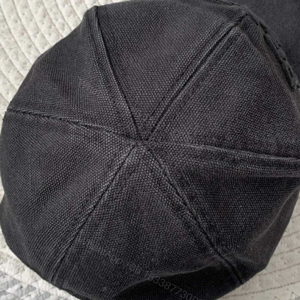 View 4 of Black Cotton Cap, Minimalist, Structured, Low-Profile Logo, Cap