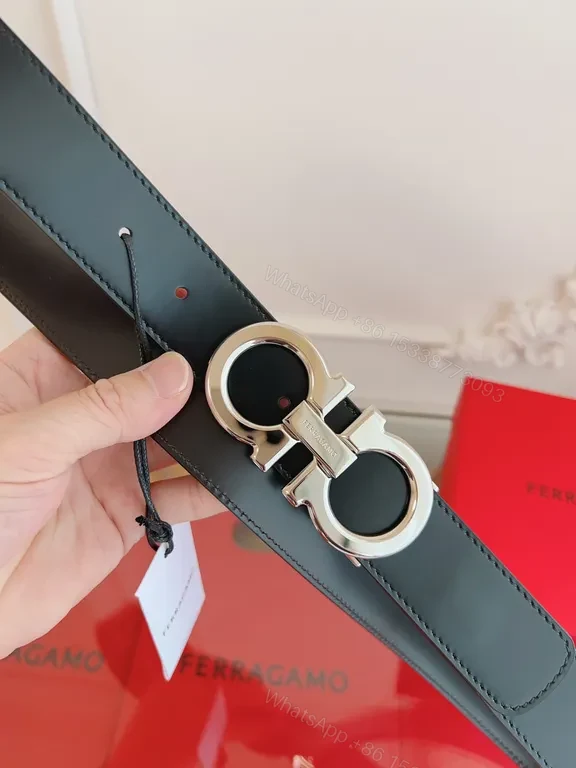 View 5 of Chic Leather Belt: Silver-Opal Buckle, Luxe Ferragamo Style
