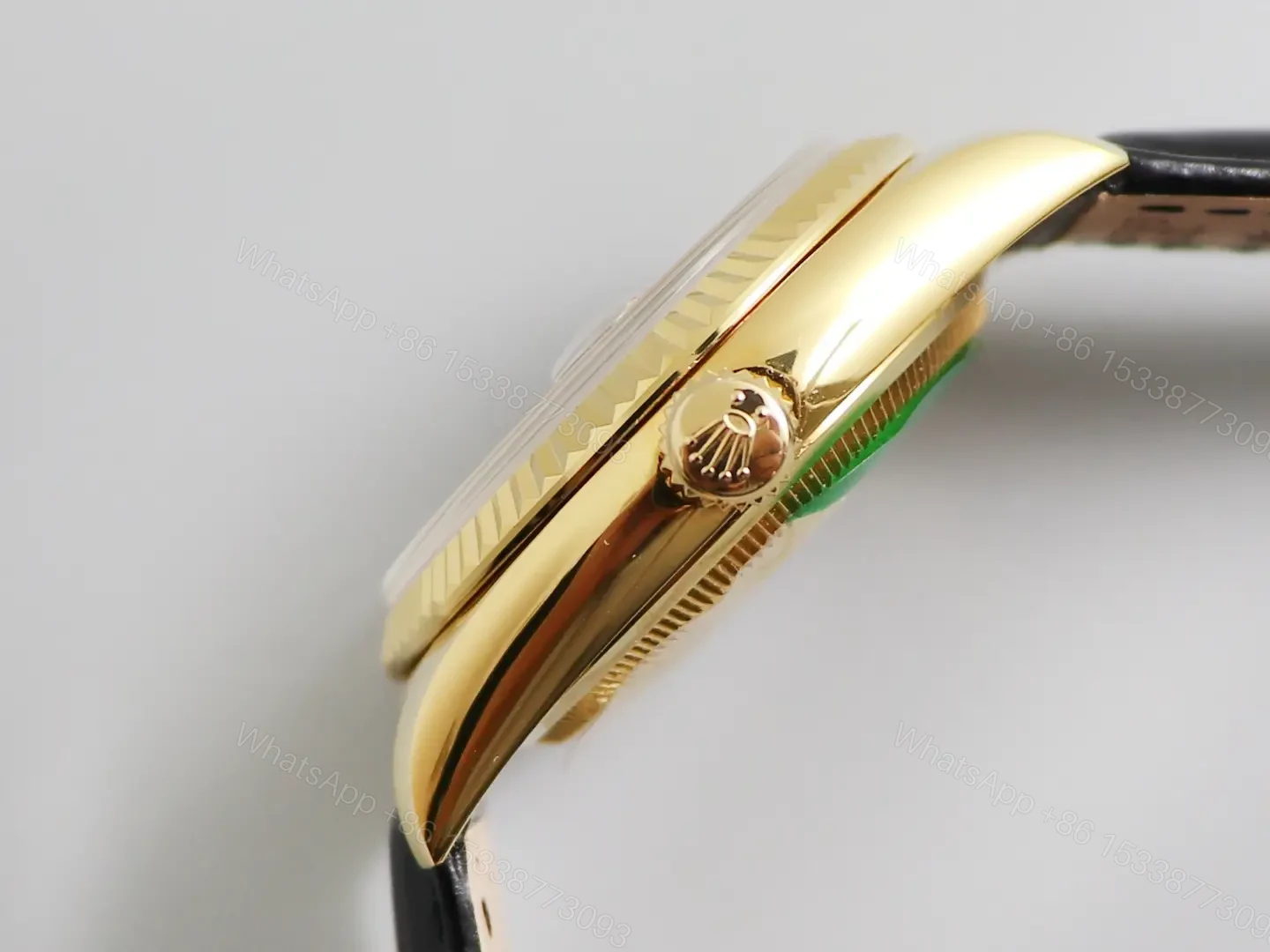 View 4 of Fake Rolex Day-Date Champagne Diamond Premium Leather Strap 36MM ROLEX-DD36-CHAMP-DIA