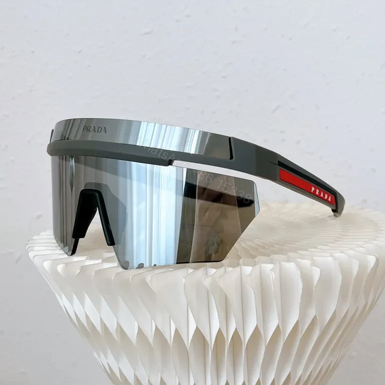View 9 of Prada Shield Sunglasses â€“ White Frame, UV400, Luxe Edge
