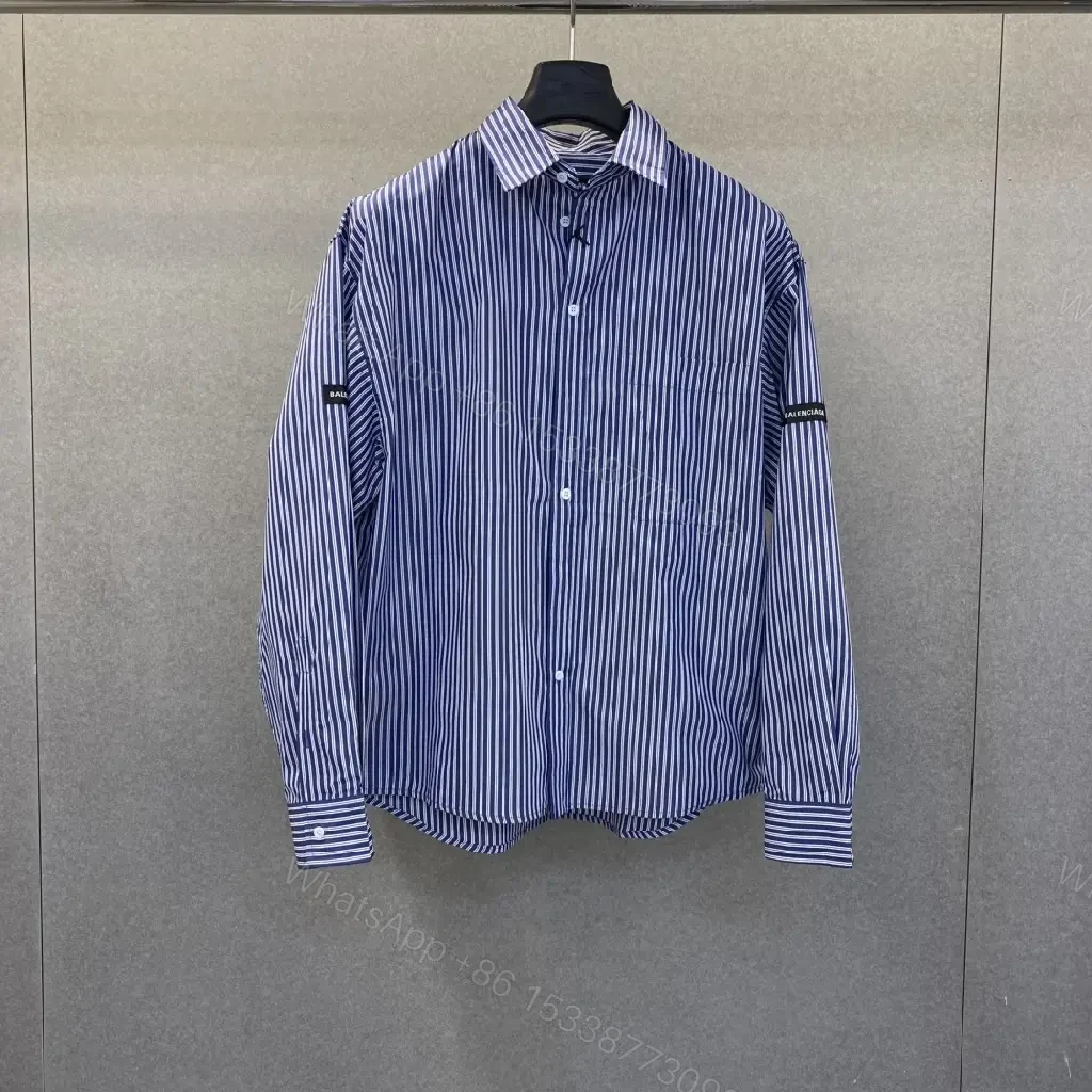 View 9 of Premium Striped Button-Front Shirt with Subtle Detailing
