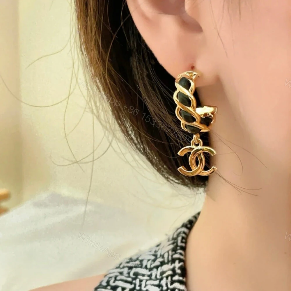 View 5 of Chanel Chain CC Small Hoop Earrings Gold