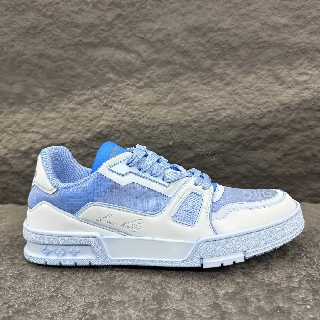 View 9 of Blue Denim-White Leather High-Top Sneakers: Luxe Comfort