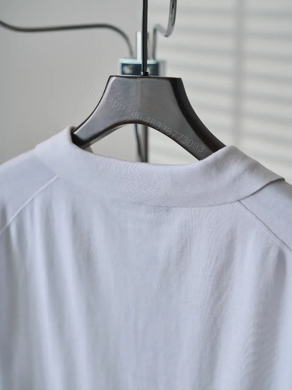View 6 of White Cotton Polo with Monogram Logo Embroidery