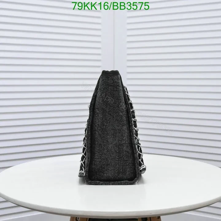 View 3 of Chanel Deauville Chain Black Tote Bag QL854 – Trendy and Functional