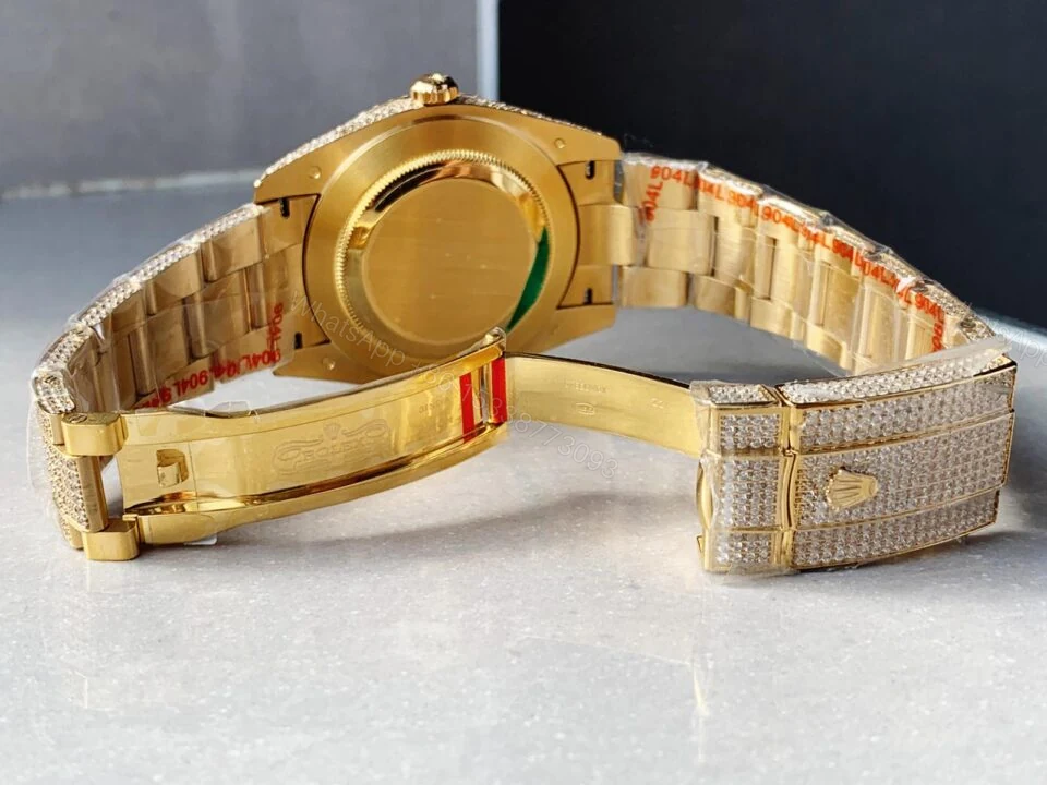 View 7 of Rolex OYSTER PERPETUAL 41mm 904L SS SILVER/GOLD MOISSANITE DIAMONDS BRACELET AND DIAL A2824 iced out