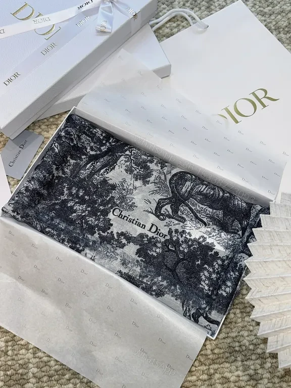 View 7 of Toile Scarve: Monochrome Dior-Print Silk-Feel Scarf