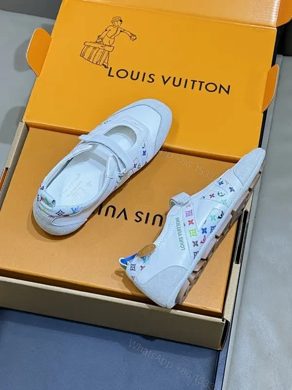 White Knit Sneakers - Multicolor LV-Inspired, Cushioned Comfort — view 1