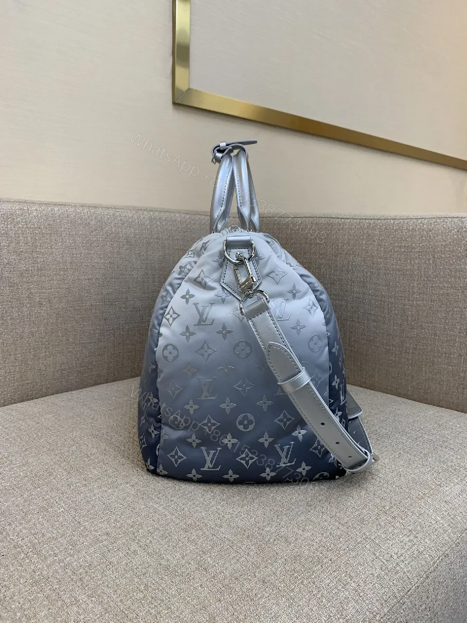 View 2 of Gradient Monogram Duffel: Suave Canvas, Floral Accent Bag