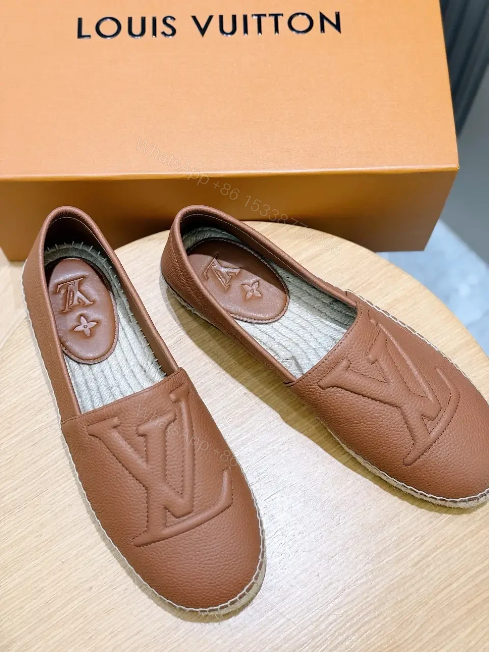 View 7 of Textured Leather Espadrille Loafers - Monogram Luxury Comfort