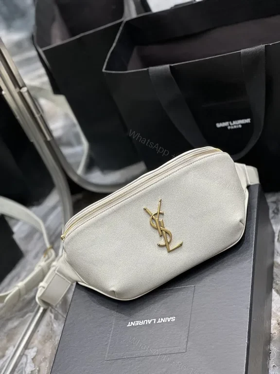 Beige Calfskin Belt Bag: Saint Laurent-Inspired Crossbody — view 1