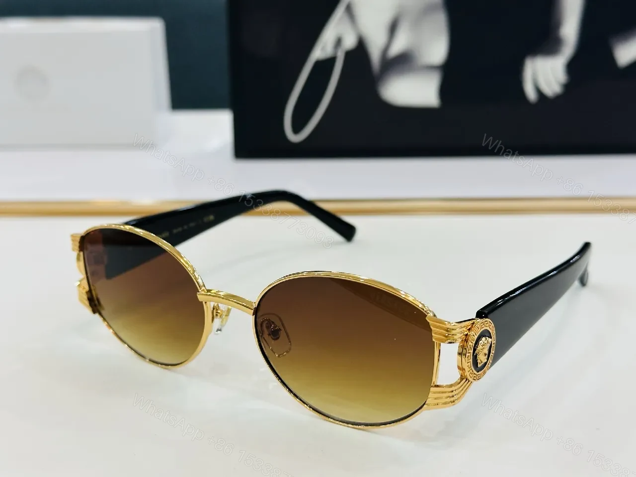 View 3 of Round Shield Sunglasses: Black Metal, Luxe Vintage, UV Protection