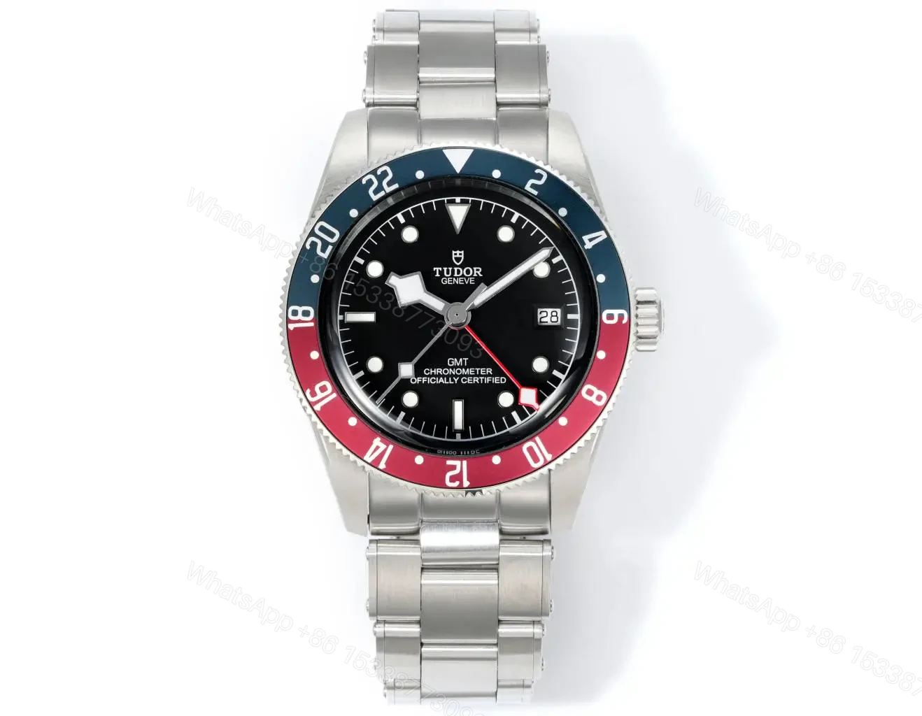 Tudor GMT Watch Black Bay Pepsi Bezel Steel Bracelet Premium 41MM TUD-R28-PEPSI-STL-41 — view 1