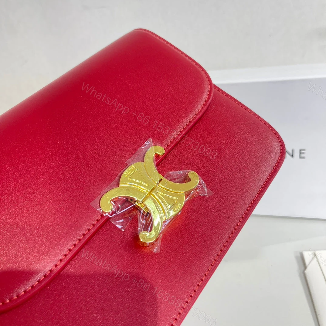 View 6 of CELINE TEEN TRIOMPHE BAG IN SHINY CALFSKIN RED 18 CM