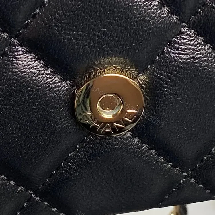 View 2 of Quilted Leather Shoulder Bag: Gold Chain, Compact Glam