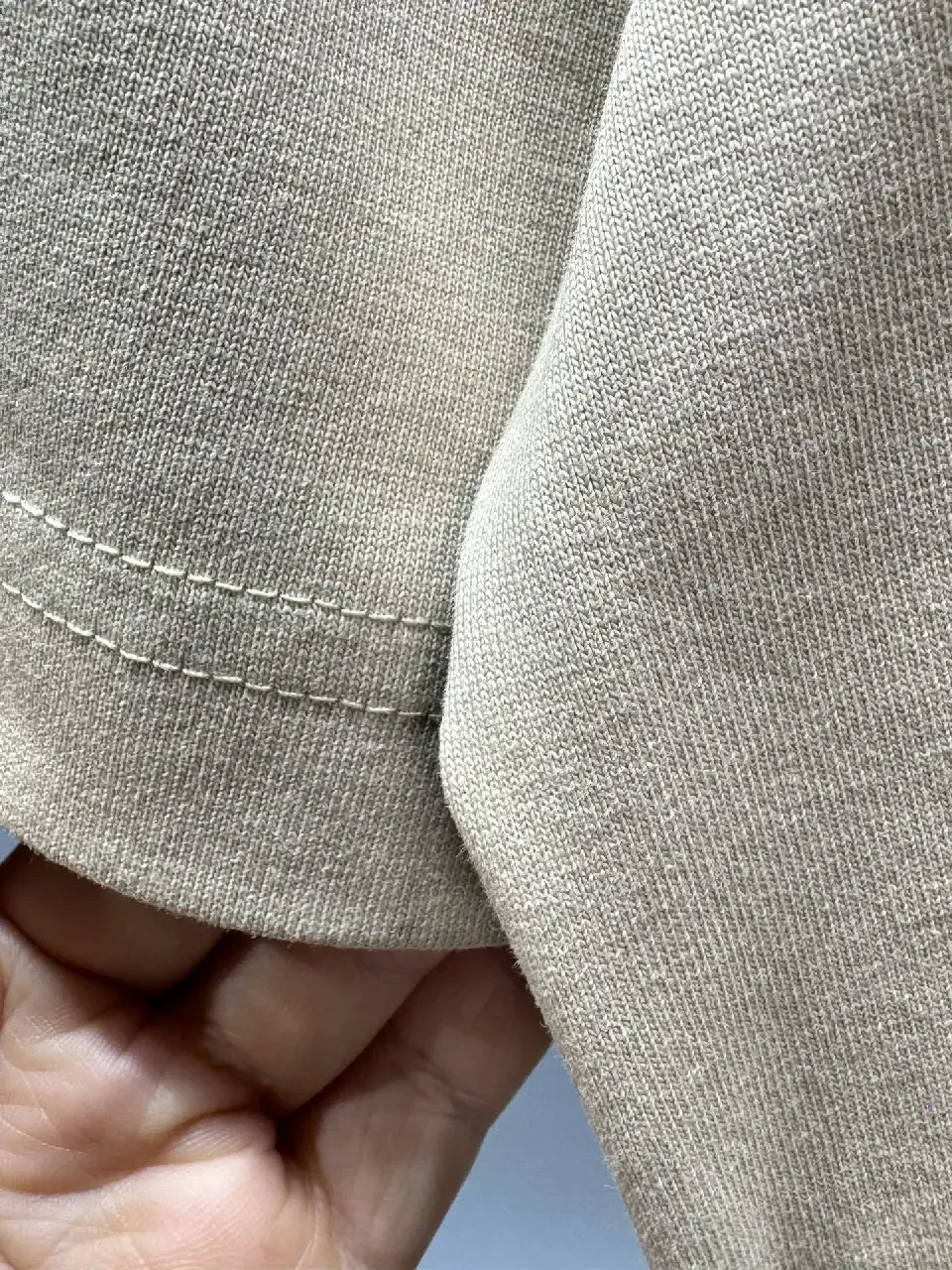View 11 of Neutral Beige Luxe Tee: Soft Knit, Subtle LVM Monogram, Modern Fit