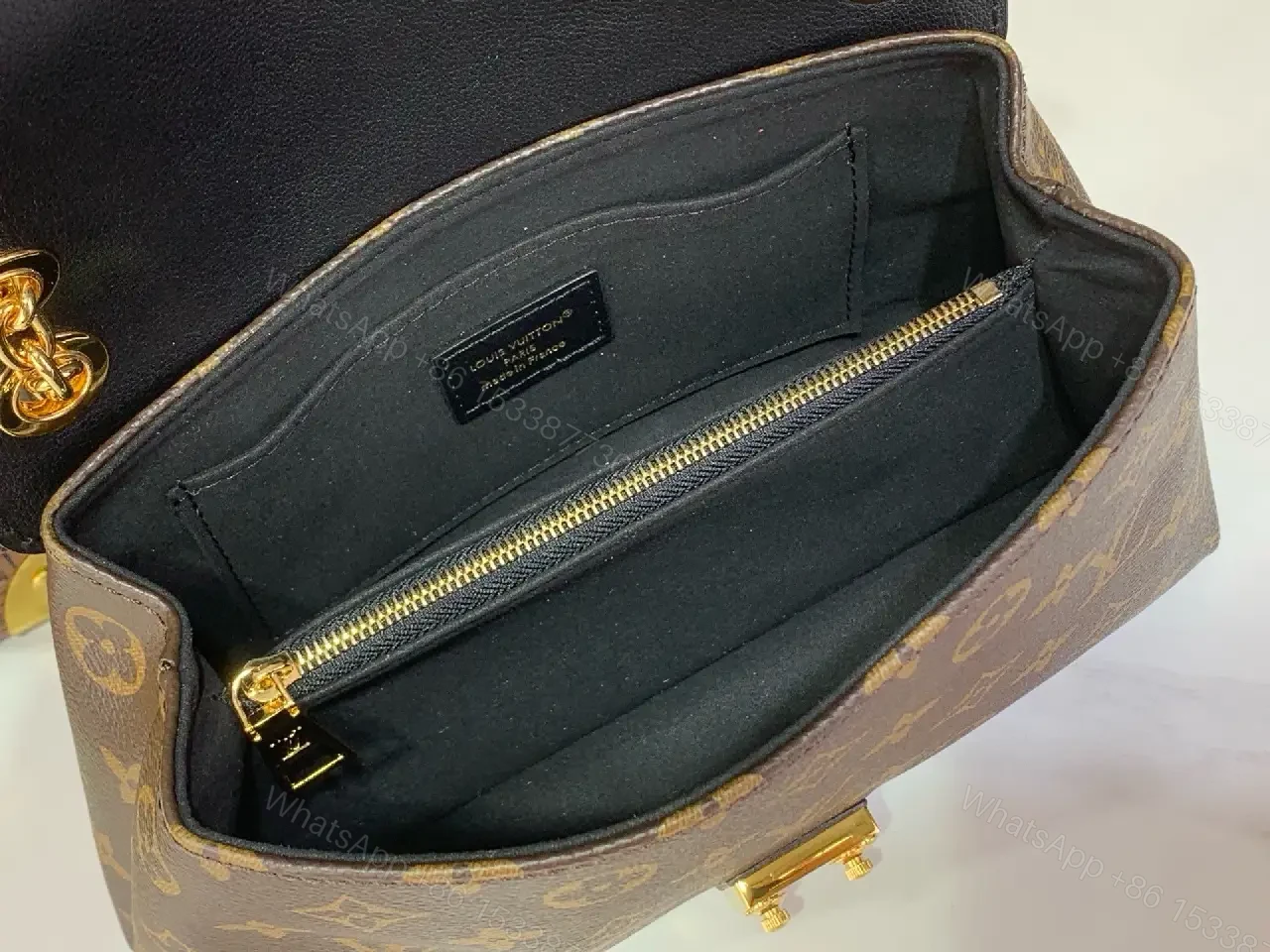 View 9 of Navy Blue Flap LV Monogram Coated Canvas Shoulder Bag