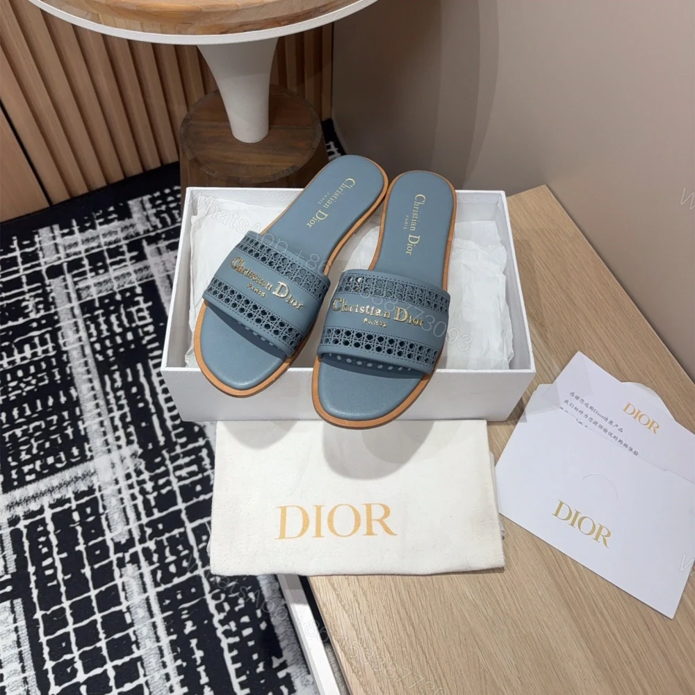 View 9 of 高仿Dior*D-Lane系列KCO153圓頭套腳一字拖鞋藍色免檢版