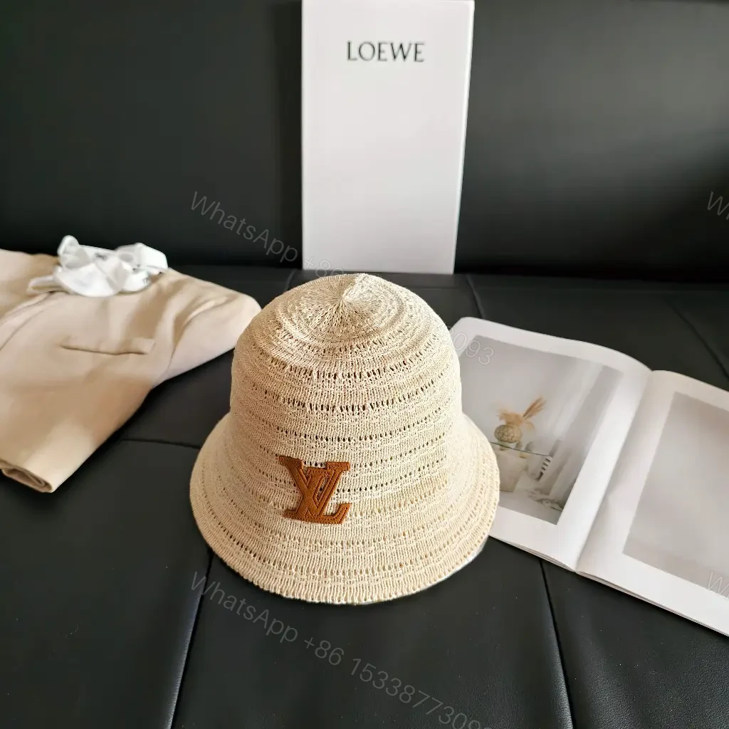 View 8 of Natural Beige Straw Boater Hat with LV Logo Patch