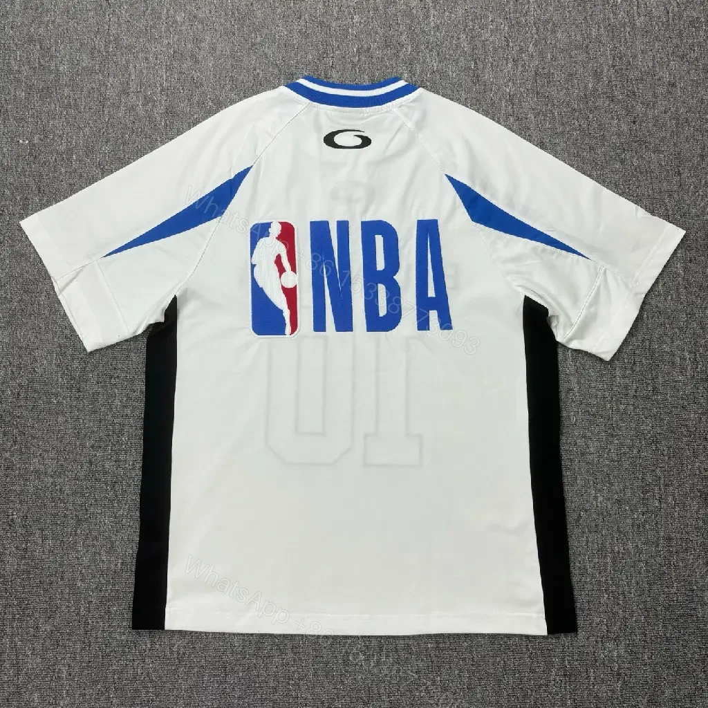 View 8 of Bold Black-White Statement Jersey Tee with Electric Blue Accents