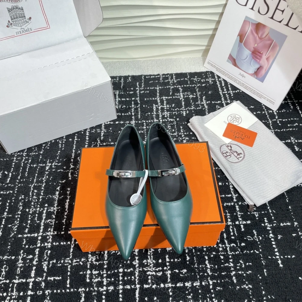 高仿Hermes*Kelly系列H251002Z05小牛皮休閒單鞋祖母綠免檢版 — view 1