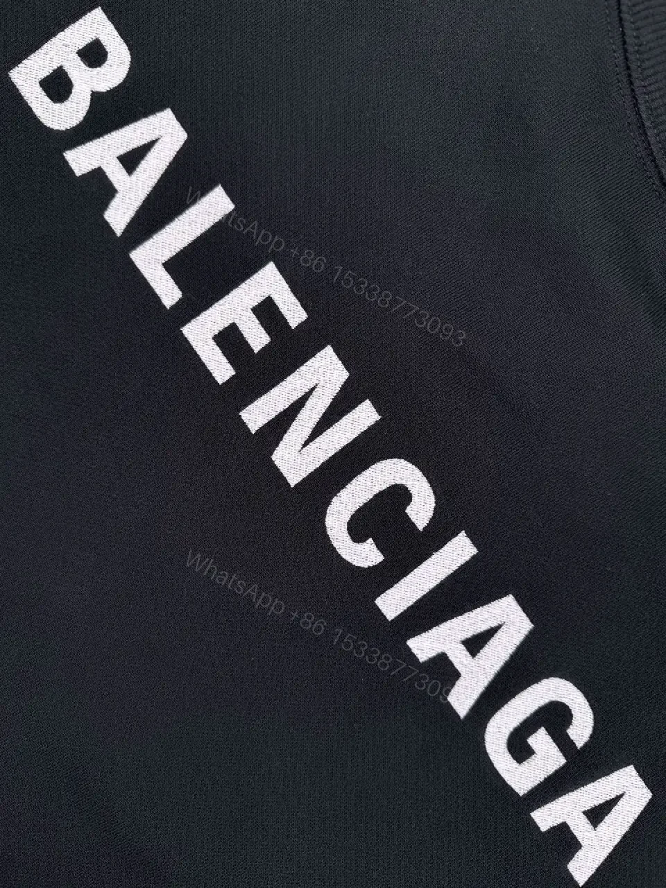 View 6 of Black Cotton Minimalist Logo Collar Sweatshirt